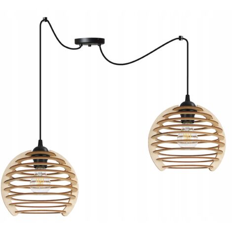 Hängelampe, Deckenleuchter, Holz, LED-Lampenschirm