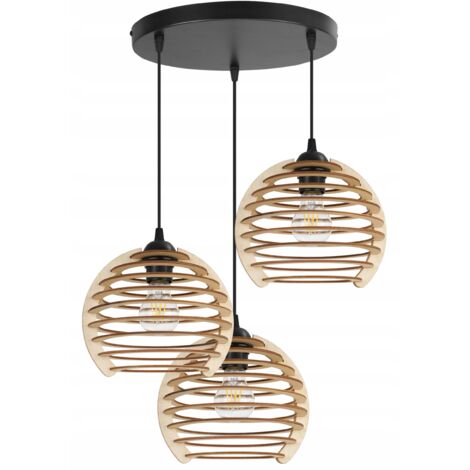 Hängelampe, Deckenleuchter, Holz, LED-Lampenschirm
