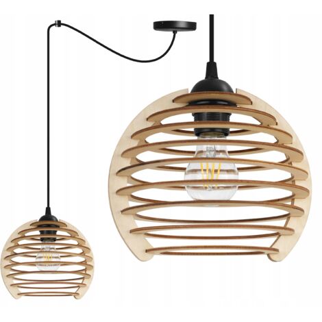 Hängelampe, Deckenleuchter, Holz, LED-Lampenschirm