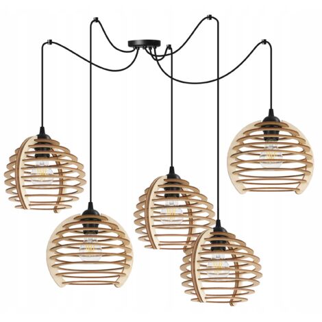 Hängelampe, Deckenleuchter, Holz, LED-Lampenschirm