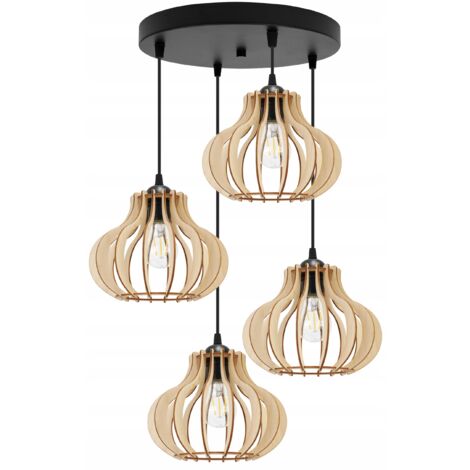 Hängelampe, Deckenleuchter, Holz, LED-Lampenschirm