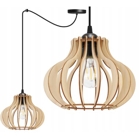 Hängelampe, Deckenleuchter, Holz, LED-Lampenschirm