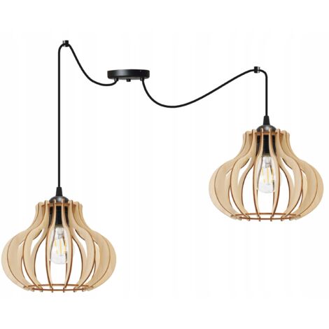 Hängelampe, Deckenleuchter, Holz, LED-Lampenschirm