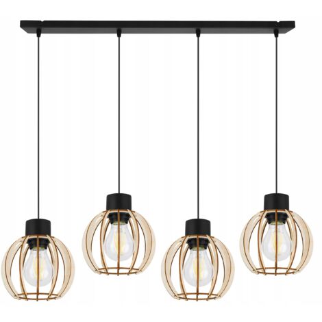 Hängelampe, Deckenleuchter, Holz, LED-Lampenschirm