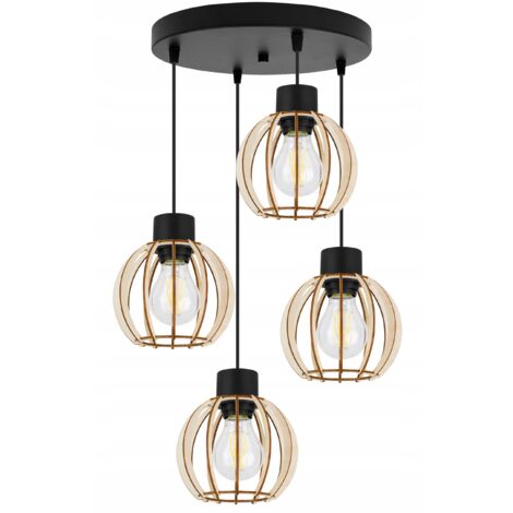Hängelampe, Deckenleuchter, Holz, LED-Lampenschirm