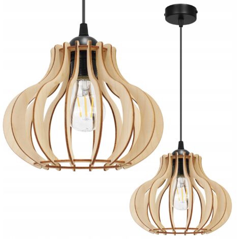 Hängelampe, Deckenleuchter, Holz, LED-Lampenschirm