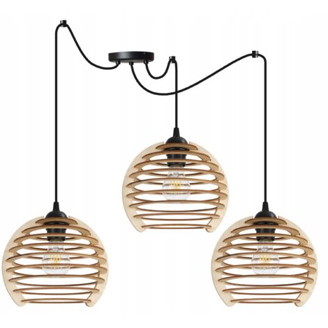 Hängelampe, Deckenleuchter, Holz, LED-Lampenschirm
