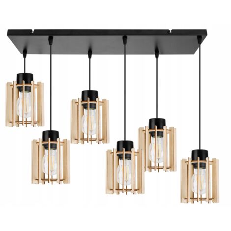 Hängelampe, Deckenleuchter, Holz, LED-Lampenschirm