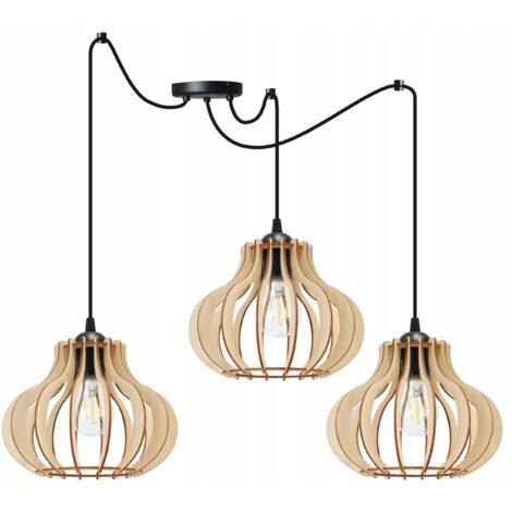 Hängelampe, Deckenleuchter, Holz, LED-Lampenschirm
