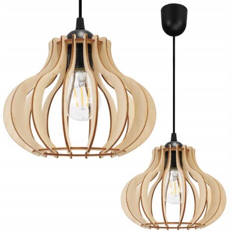 Hängelampe, Deckenleuchter, Holz, LED-Lampenschirm