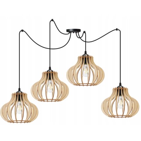 Hängelampe, Deckenleuchter, Holz, LED-Lampenschirm