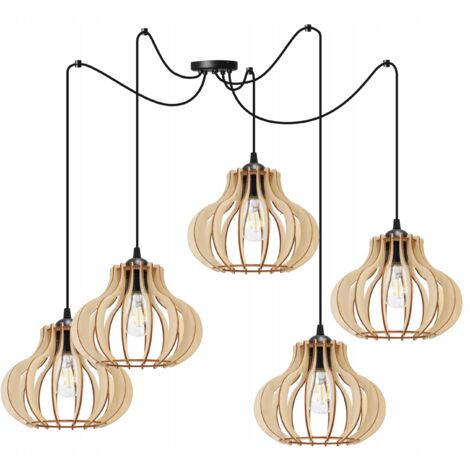 Hängelampe, Deckenleuchter, Holz, LED-Lampenschirm