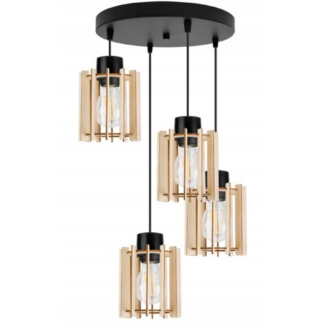 Hängelampe, Deckenleuchter, Holz, LED-Lampenschirm