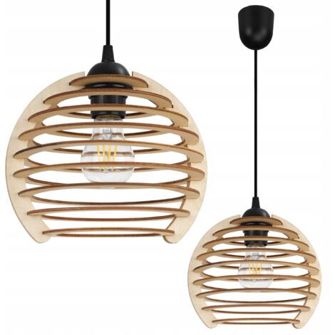 Hängelampe, Deckenleuchter, Holz, LED-Lampenschirm