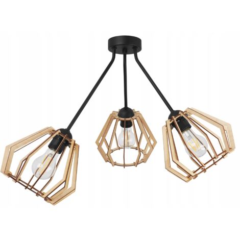 Hängelampe, Deckenleuchter, Holzlampenschirm, LED