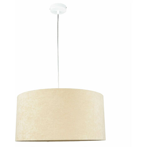 Hängelampe E27 Ø 50 cm Creme Gold Stoff Retro Hängeleuchte Esszimmer Esstisch