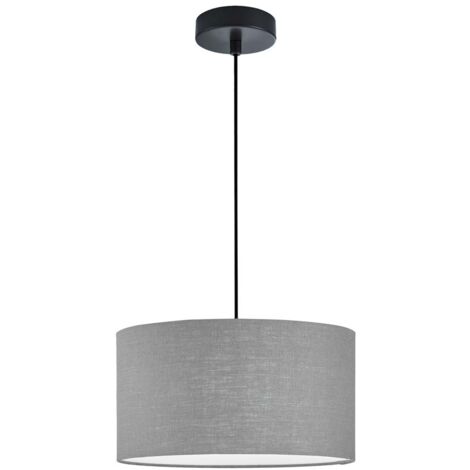 Hängelampe Esstischleuchte Pendellampe Schlafzimmerlampe Leinen grau D 38 cm