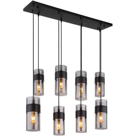 Hängelampe Esszimmerlampe Pendelleuchte Deckenleuchte Glas Rauchfarbe 8-Flammig