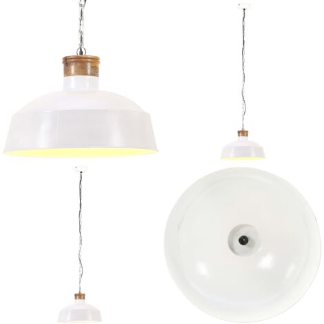 Hängelampe Industriestil 58 cm Weiß E27 - Industrielle Hängelampe - Pendelleuchte - Wohnraumlampe - Küchenlampe - Esstischleuchte - Home & Living