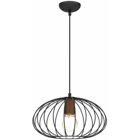 Hängelampe Meridiano 1 E27 Schwarz Holz Milagro MLP7959