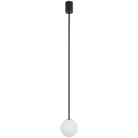 Hängelampe Metall Glas G9 rund D: 12 cm H: max. 96 cm Schwarz Weiß Kugel Schirm Retro Design