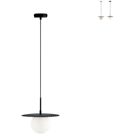 Hängelampe Metall mit Glasdiffusor 30cm Chaplin LS1 - Schwarz
