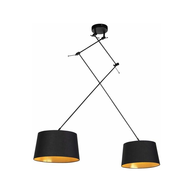 Hängelampe mit Baumwollschirmen schwarz mit Gold 35 cm - Blitz ii schwarz