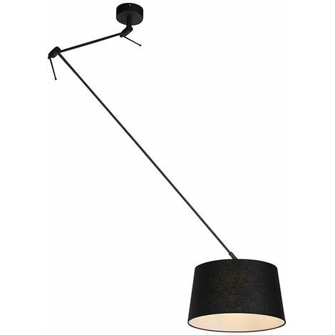 Hängelampe mit Leinenschirm schwarz 35 cm - Blitz I schwarz