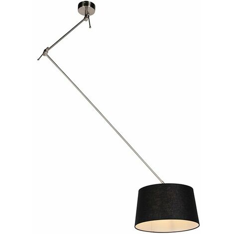 Hängelampe mit Leinenschirm schwarz 35 cm - Blitz I Stahl