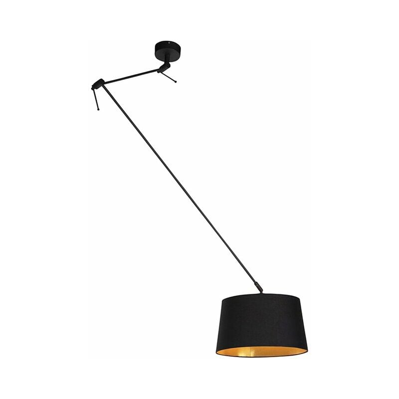 Hängelampe mit Baumwollschirm schwarz mit Gold 35 cm - Blitz i schwarz