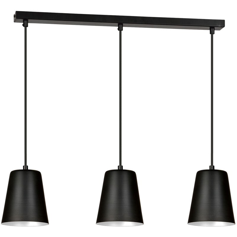 Lichterlebnisse - Hängelampe mit Schirm Schwarz Metall Esstisch E27 - Schwarz, Weiß