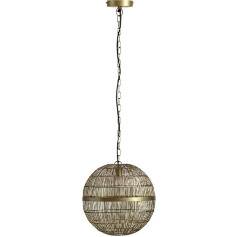 Hängelampe Pendelleuchte Deckenleuchte Wohnzimmerlampe Küchenleuchte Esszimmerleuchte altmessing, Metallgeflecht, 1x E27, H 120 cm