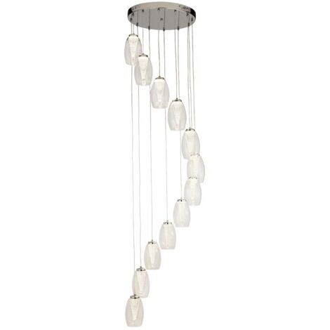 Hängelampe Pendelleuchte Esszimmerleuchte LED Glas klar Stahl Chrom 12-Flammig