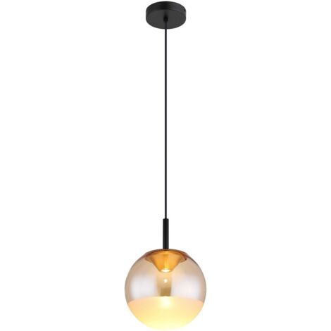 Hängelampe Pendelleuchte Wohnzimmerlampe schwarz Aluminium Glaskugel LED H 130cm