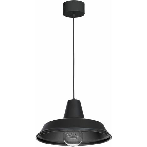 Hängelampe Schwarz Ø 36 cm Vintage Mid Century Design E27 Metall Küchenlampe Esstischleuchte