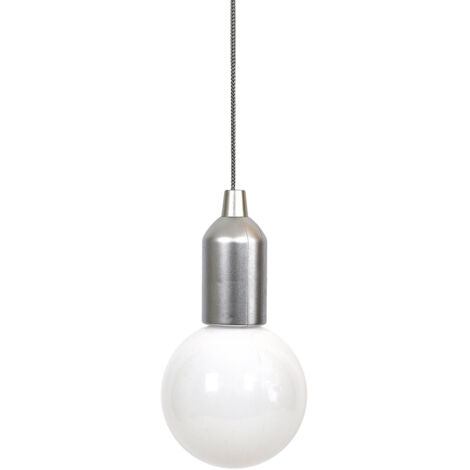 Hängelampe Silberne Glühbirne L 110 cm milchiger Schirm