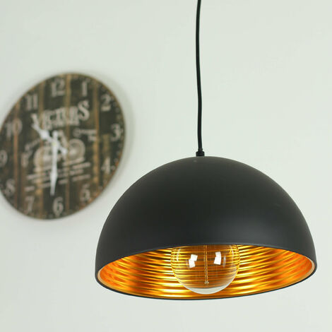 Hängeleuchte Ø 30 cm E27 Schwarz Gold aus Metall Industrie Design Hängelampe