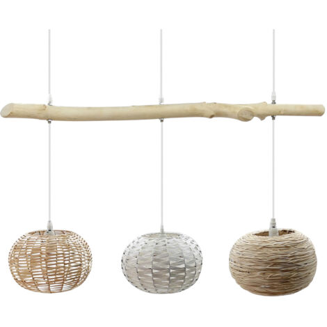 Hängeleuchte aus Rattan und Holz Linfen ILUZZIA Natürlich - Natürlich