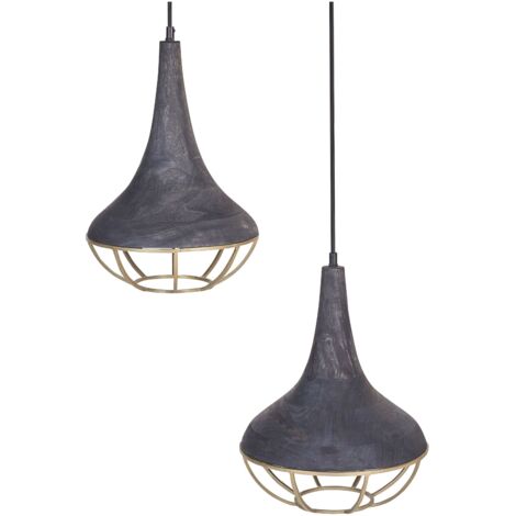 Hängeleuchte BAGMATI Mango Holz Schwarz