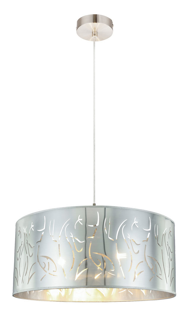 Design Pendel Decken Leuchte silber Wohn Zimmer Dekor Stanzungen Hänge Lampe rund Globo 15360H1