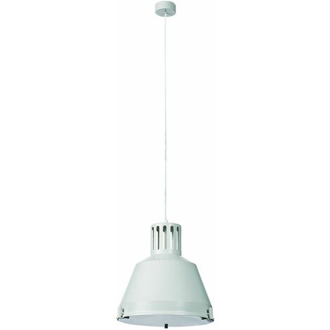 Hängeleuchte E27 Weiß Metall Glas Industrie Design Hängelampe