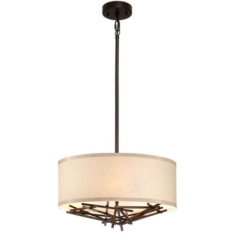 Hängeleuchte Esszimmerlampe Pendelleuchte Leinen Stahl bronze E27 3-Flammig