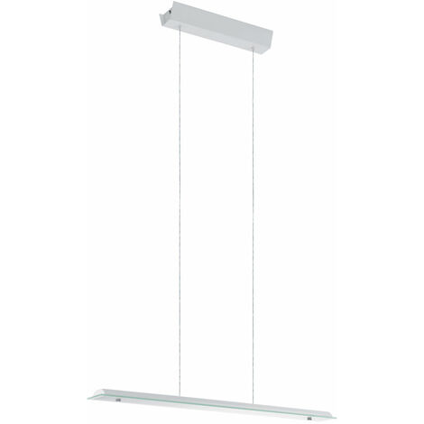 Hängeleuchte Hängelampe Pendelleuchte Pendellampe Esszimmerleuchte Wohnzimmerlampe, 2 Flammig, Stahl Glas satiniert weiß, LED 9W 1600Lm warmweiß, LxH 67x110cm