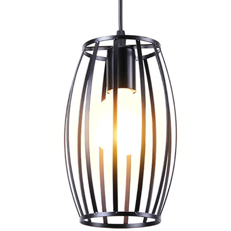 Hängeleuchte Industrie Anhänger Käfig form Olive Vintage Lampe Retro Lichter für Home Loft Küche Wohnzimmer und Schlafzimmer (schwarz)