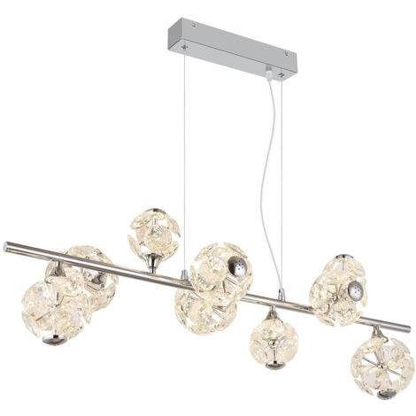 Hängeleuchte Kristallleuchte Pendellampe LED Kugeln chrom klar Wohnzimmer Metall