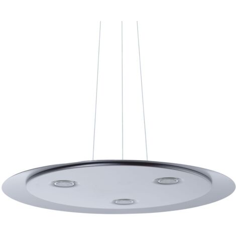 Hängeleuchte LED Pendellampe Esszimmer Pendelleuchte Wohnzimmerlampe, aus Metall chromfarben, 3x LED 7,5W 350Lm warmweiß, DxH 50x150 cm