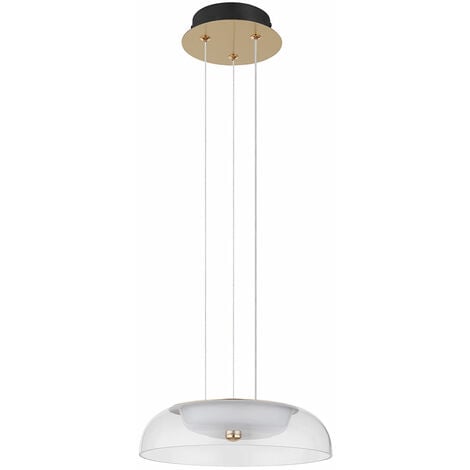 ETC-SHOP Hängeleuchte messing Esszimmerlampe Glas satiniert Pendelleuchte Wohnzimmer, Metall, LED 19W 1238Lm warmweiß, DxH 30x120 cm