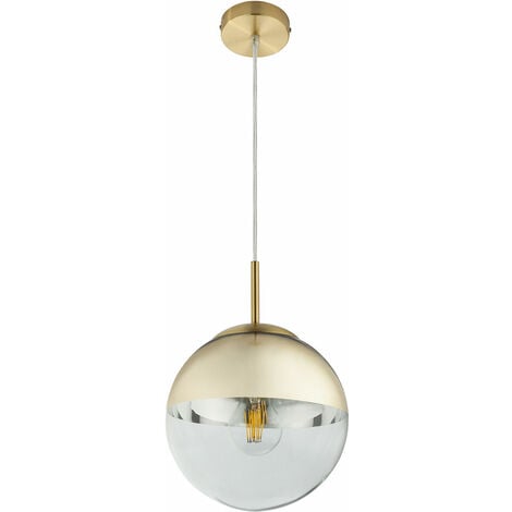 ETC-SHOP Hängeleuchte mit Glaskugel Pendelleuchte gold transparent Esstischleuchte Wohnzimmerlampe Pendellampe, IP20, 1x E27, Durchmesser x Höhe 20 x 120 cm