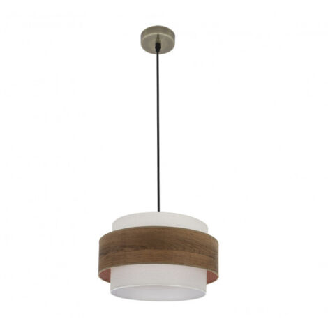 Hängeleuchte myriam 1xe27 Leder/dunkles Holz regx40x40 cm
