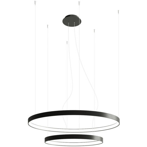 Hängeleuchte Pendellampe Designleuchte Wohnzimmerlampe LED Ringe schwarz D 78cm